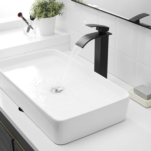 Robinet Mitigeur Haut Bec Cascade Tibre Noir Chromé