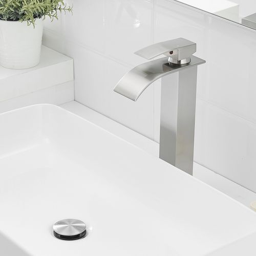 Robinet Mitigeur Haut Bec Cascade Tibre XL Chrome Brossé Gris