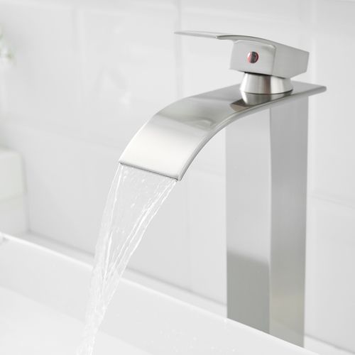 Robinet Mitigeur Haut Bec Cascade Tibre XL Chrome Brossé Gris