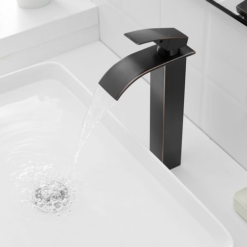 Robinet Mitigeur Haut Bec Cascade Tibre Noir Brossé