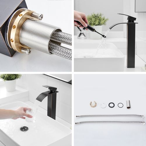 Robinet Mitigeur Haut Bec Cascade Tibre Noir Brossé