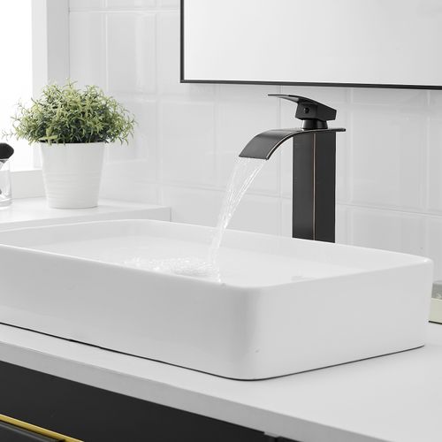 Robinet Mitigeur Haut Bec Cascade Tibre Noir Brossé