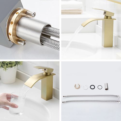 Robinet Mitigeur Bec Cascade Tibre Or Brossé