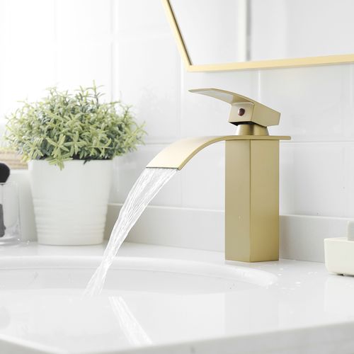 Robinet Mitigeur Bec Cascade Tibre Or Brossé