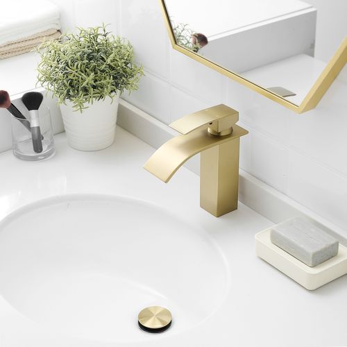 Robinet Mitigeur Bec Cascade Tibre Or Brossé