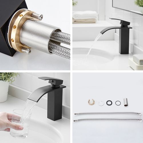 Robinet Mitigeur Bec Cascade Tibre Noir Chromé