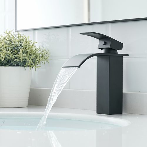 Robinet Mitigeur Bec Cascade Tibre Noir Chromé