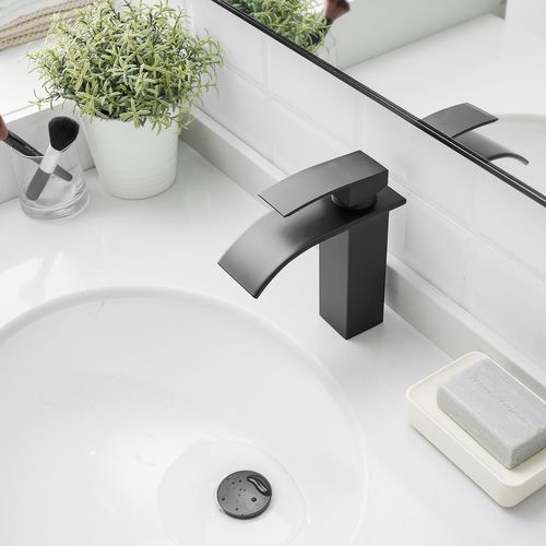 Robinet Mitigeur Bec Cascade Tibre Noir Chromé