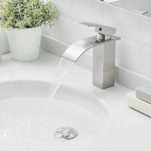 Robinet Mitigeur Bec Cascade Tibre Chrome Brossé Gris