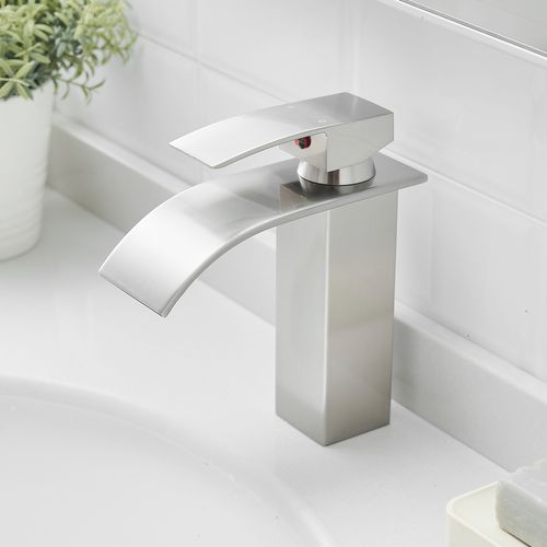 Robinet Mitigeur Bec Cascade Tibre Chrome Brossé Gris