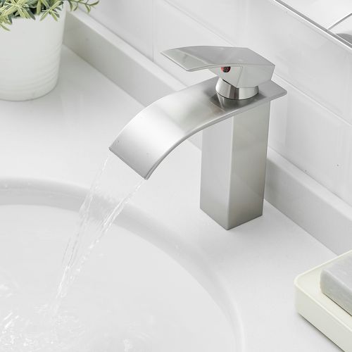 Robinet Mitigeur Bec Cascade Tibre Chrome Brossé Gris