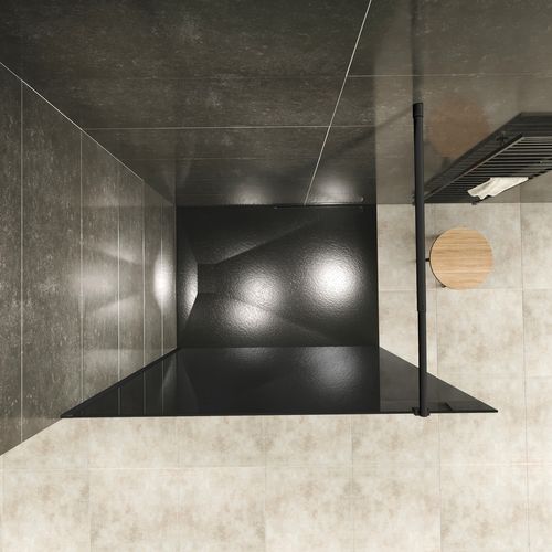 Paroi De Douche 80 X 200 Cm Verre 10mm Teinte Fumé, Profilés Noirs Roma-black