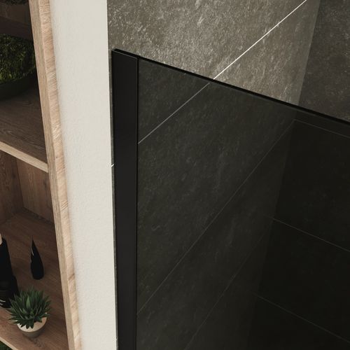Paroi De Douche 80 X 200 Cm Verre 10mm Teinte Fumé, Profilés Noirs Roma-black