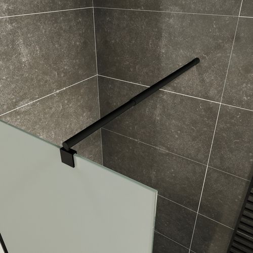 Paroi De Douche 120 X 200 Cm Verre 10mm Opaque, Profilés Noirs Roma-black
