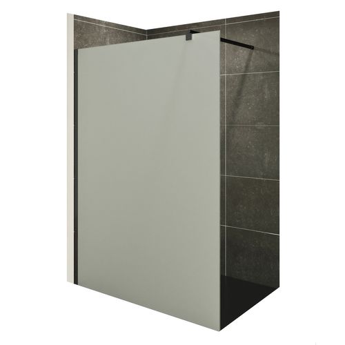 Paroi De Douche 110 X 200 Cm Verre 10mm Opaque, Profilés Noirs Roma-black