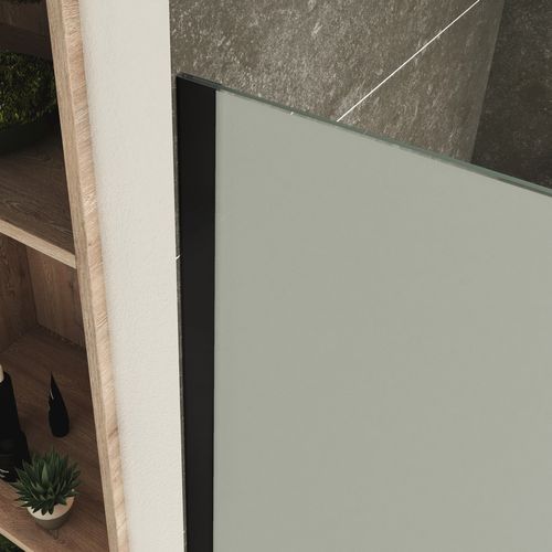 Paroi De Douche 90 X 200 Cm Verre 10mm Opaque, Profilés Noirs Roma-black