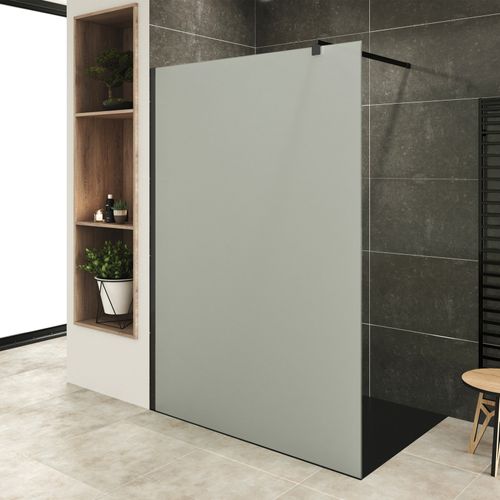 Paroi De Douche 80 X 200 Cm Verre 10mm Opaque, Profilés Noirs Roma-black