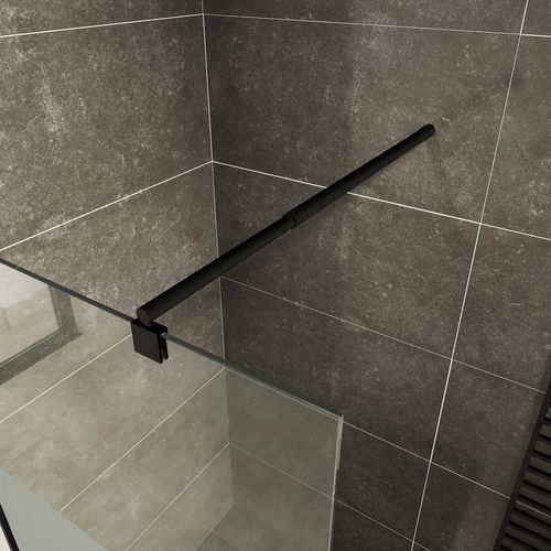Paroi De Douche 70 X 200 Cm Verre 10mm Centre-opaque, Profilés Noirs Roma-black