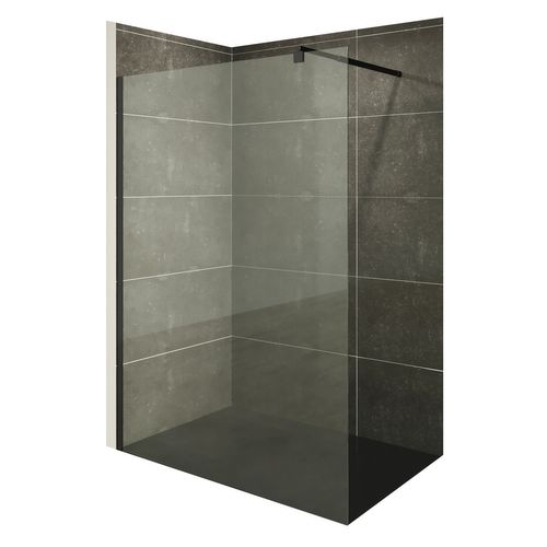 Paroi De Douche 140 X 200 Cm Verre 10mm Transparent, Profilés Noirs Roma-black