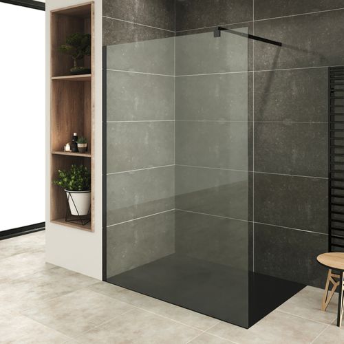 Paroi De Douche 100 X 200 Cm Verre 10mm Transparent, Profilés Noirs Roma-black