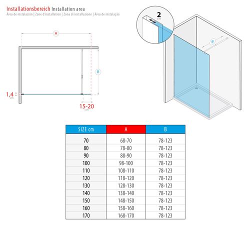 Paroi De Douche 80 X 200 Cm Verre 10mm Transparent, Profilés Noirs Roma-black