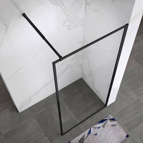 Paroi Douche Italienne Lucia 120x200 Cm Verre 8mm, Transparent Anticalcaire, Noir