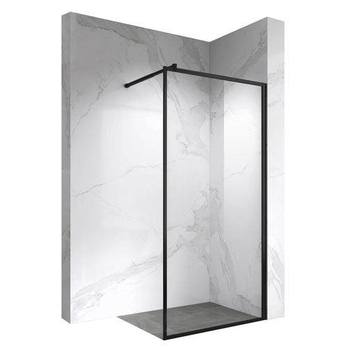 Paroi Douche Italienne Lucia 90x200 Cm Verre 8mm, Transparent Anticalcaire, Noir