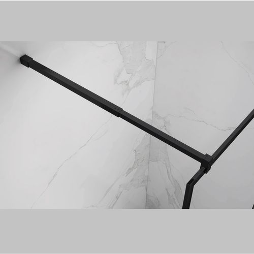 Paroi Douche Italienne Lucia 80x200 Cm Verre 8mm, Transparent Anticalcaire, Noir