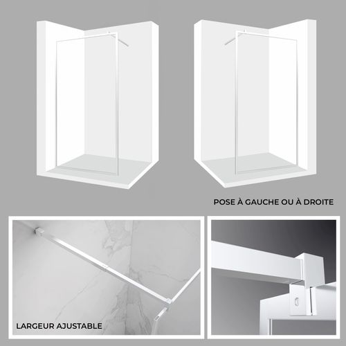 Paroi Douche Italienne Lucia 110x200 Cm Verre 8mm, Transparent, Anticalcaire