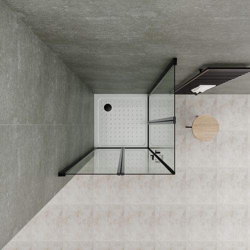 Cabine De Douche Noire 75x85 Cm H.190 Portes Pivotantes Verre 6mm Transparent - Sofia-black