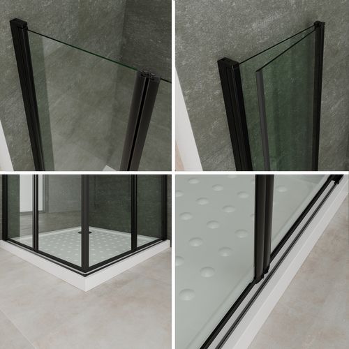Cabine De Douche Noire 70x70 Cm H.190 Portes Pivotantes Verre 6mm Transparent - Sofia-black