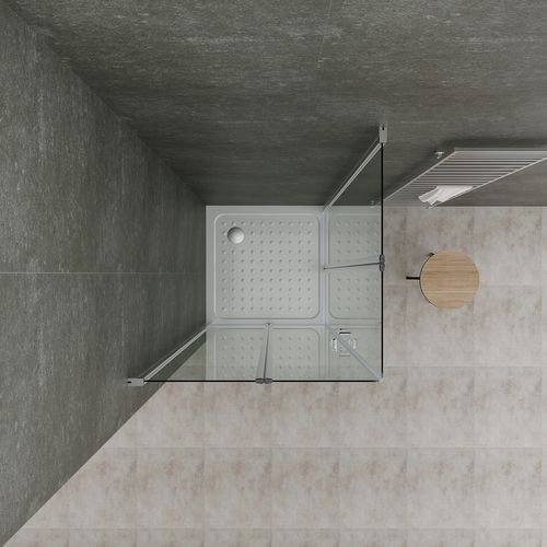 Cabine De Douche 80x90 Cm H.190 Portes Pivotantes Verre 6mm Transparent, Chromé - Sofia