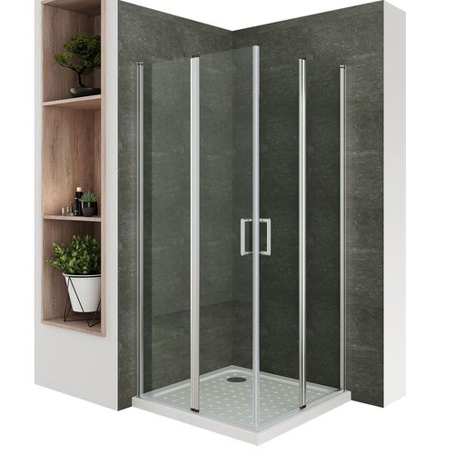 Cabine De Douche 70x80 Cm H.190 Portes Pivotantes Verre 6mm Transparent, Chromé - Sofia