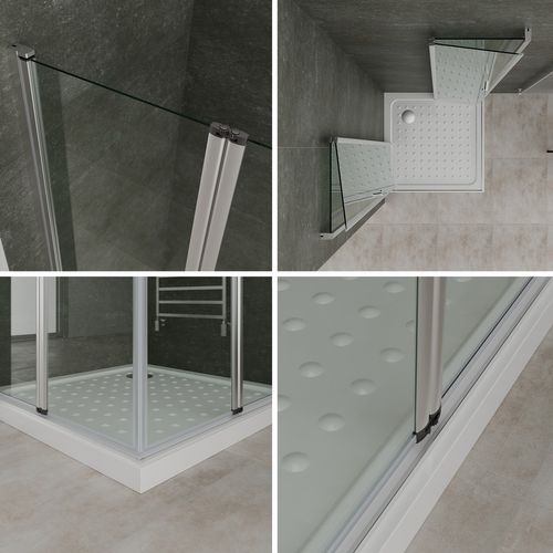 Cabine De Douche 75x80 Cm H.180 Portes Pivotantes Verre 6mm Transparent, Chromé - Sofia