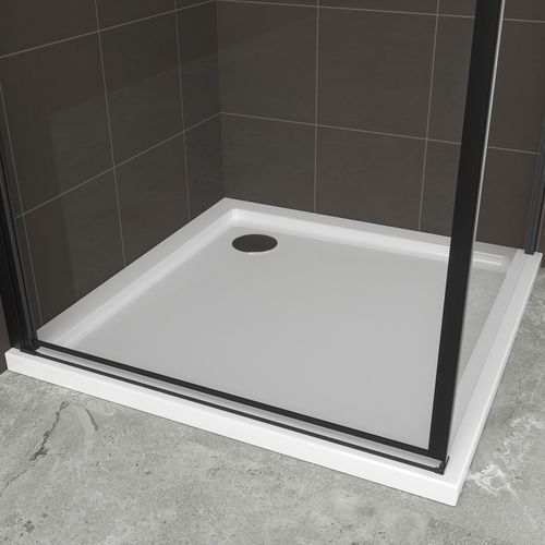 Cabine De Douche Noire 90 X 90 Cm Helena-black H.190 Porte Battante Verre 6 Mm Transparent