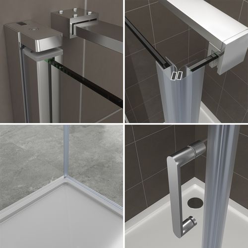 Cabine De Douche 90 X 90 Cm Helena H.190 Porte Battante Verre 6 Mm Transparent, Chromé