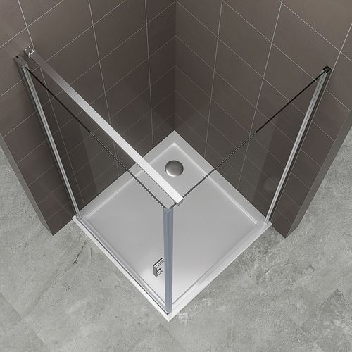 Cabine De Douche 90 X 90 Cm Helena H.190 Porte Battante Verre 6 Mm Transparent, Chromé