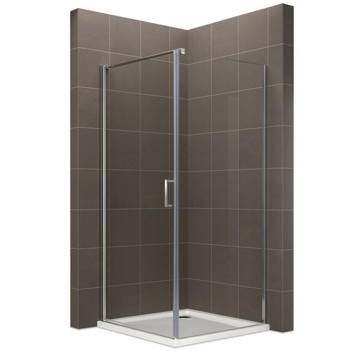 Cabine De Douche 90 X 90 Cm Helena H.190 Porte Battante Verre 6 Mm Transparent, Chromé