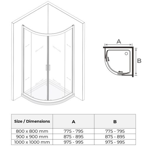 Cabine Douche + Receveur 80x80 Cm Tibyblack 1/4 De Cercle H190 Coulissant Verre Sérigraphié Ligne