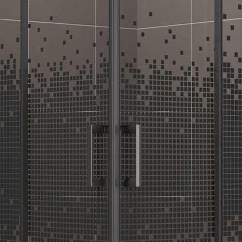 Cabine De Douche 80x80 Cm H.190 Verre Sérigraphié Pixel Noir 6mm, Portes Coulissantes - Boha-pix