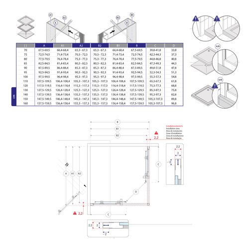 Cabine De Douche 80x95 Cm H.190 Verre Sérigraphié Ligne Noire 6mm, Portes Coulissantes Boha-line