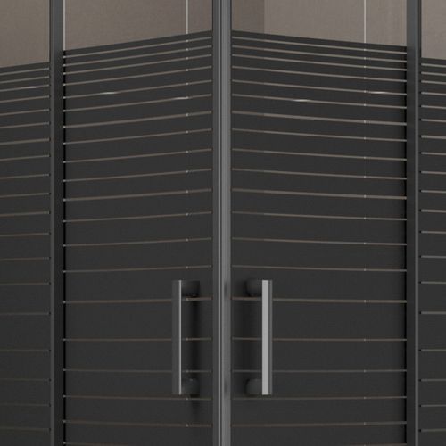 Cabine De Douche 80x90 Cm H.190 Verre Sérigraphié Ligne Noire 6mm, Portes Coulissantes Boha-line