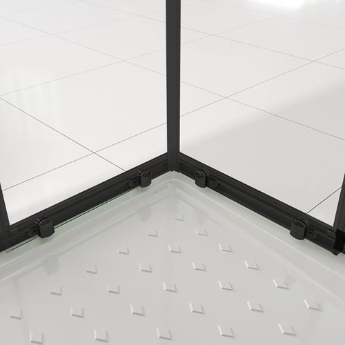 Cabine De Douche 75x90 Cm H.180 Verre Sérigraphié Ligne Noire 6mm, Portes Coulissantes Boha-line