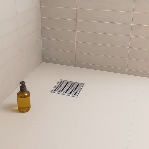Caniveau Douche Carré Motif Damier 12 X 12 Cm Anti-odeurs, Débit 36l/min, H. Réglable -cubeo