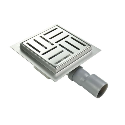 Caniveau Douche Carré Motif Quadrillé 12 X 12 Cm Anti-odeurs, Débit 36l/min, H. Réglable -domeo