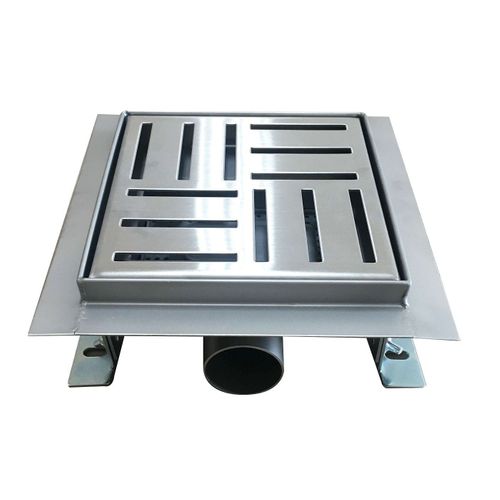 Caniveau Douche Carré Motif Quadrillé 12 X 12 Cm Anti-odeurs, Débit 36l/min, H. Réglable -domeo