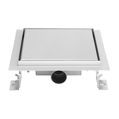 Caniveau Douche Carré Inox 25 X 25 Cm Siphon Anti-odeurs, Débit 36l/min, Haut. Réglable -cara