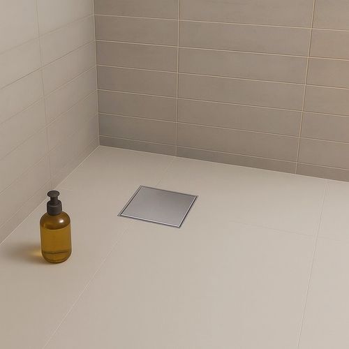 Caniveau Douche Carré Inox 20 X 20 Cm Siphon Anti-odeurs, Débit 36l/min, Haut. Réglable -cara