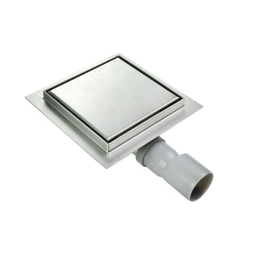 Caniveau Douche Carré Inox 15 X 15 Cm Siphon Anti-odeurs, Débit 36l/min, Haut. Réglable -cara