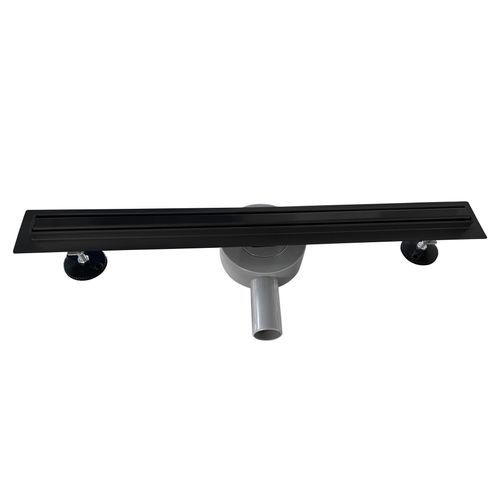 Caniveau Douche Italienne Étroit Noir L.80 Cm Siphon 360°, Débit 36l/min, Haut. Réglable -samy